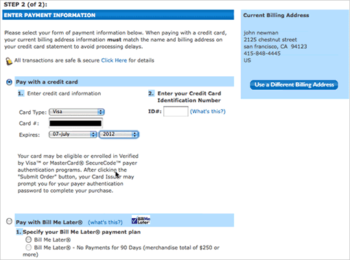 Step2-payment in Fundamental Guidelines Of E-Commerce Checkout Design